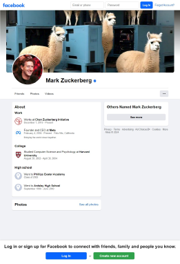 Captura de tela do perfil de Mark Zuckerberg no Facebook