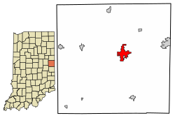 Mapa de localização de Winchester no condado de Randolph, Indiana