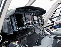 Detalhe da cabine e interior do Bell 429