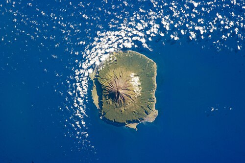Mapa antigo mostrando a localização de Tristan da Cunha no Atlântico Sul