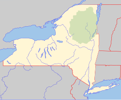 Mapa de localização do Batavia Kill no Parque Adirondack, Nova York