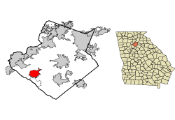 Localização de Lilburn no Condado de Gwinnett e Geórgia