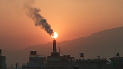 Representação visual de poluição ambiental e interferências