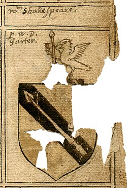 Representação visual do brasão de armas de Shakespeare