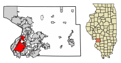 Mapa de localização de Granite City no condado de Madison, Illinois