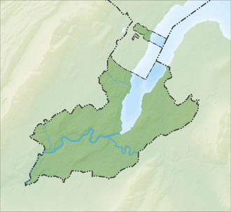 Mapa de localização de Genebra no Cantão de Genebra
