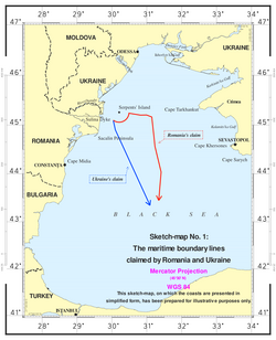 Mapa do Mar Negro com linhas de fronteira disputadas