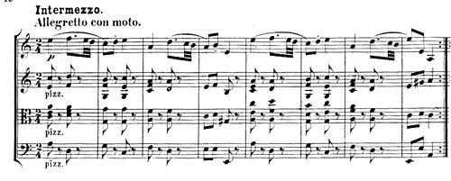 Exemplo de partitura do Intermezzo Opus 13 de Mendelssohn
